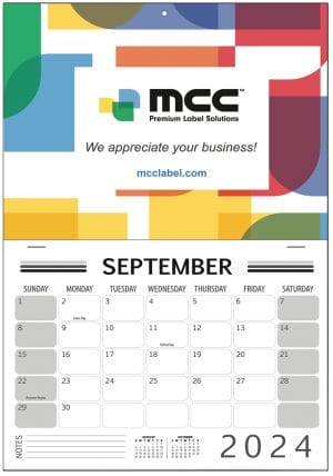 WP-201S Single panel wall calendar with your custom full color photo/artwork and a 12 month, grayscale tear-off calendar pad. Calendar can begin any month and run for 12 months. Features U.S. or Canadian holidays, a small calendar preview of the previous and next month and a notes area.